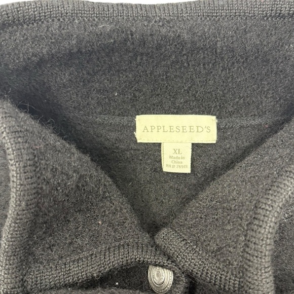 Appleseeds Boiled Wool Shirt Jacket Black Size XL Chunky Button Front Pockets - Picture 5 of 15